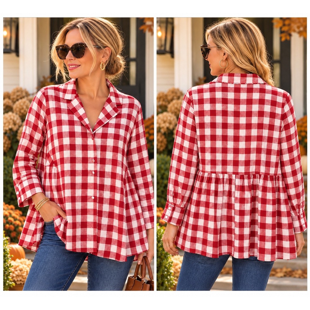 Tuckernuck Pomander Place Scarlett Red Gingham Button Down Blouse ($128) Large